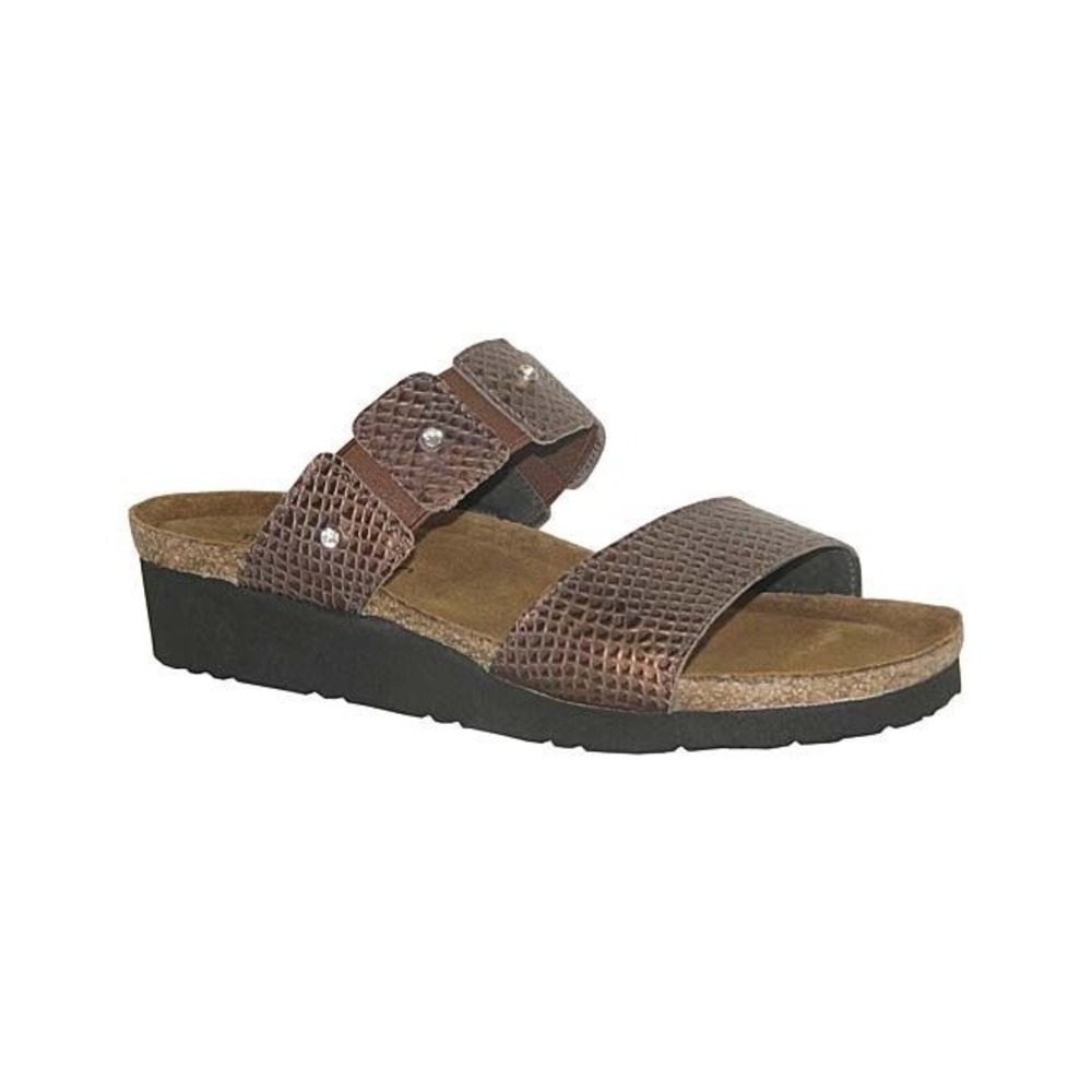 Naot Bronze Snake Print Rhinestone Slide Sandals Size 41‎ US 10